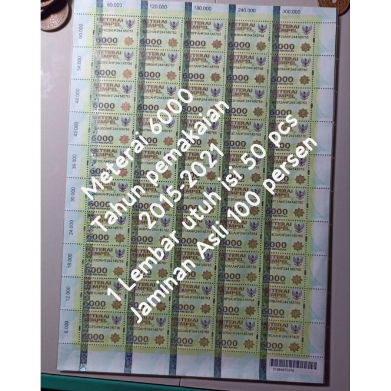 

Benda Pos 6000 Hijau 1 Lembar isi 50 pcs utuh (S126)