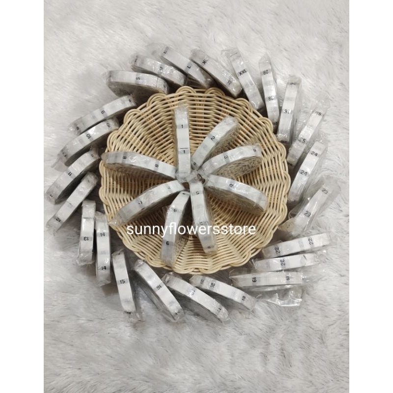 size bordir label baju  putih/ukuran baju s m l angka