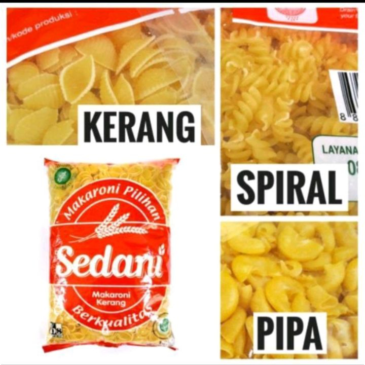 

MAKARONI MENTAH SEDANI KERANG SPIRAL PIPA 1KG