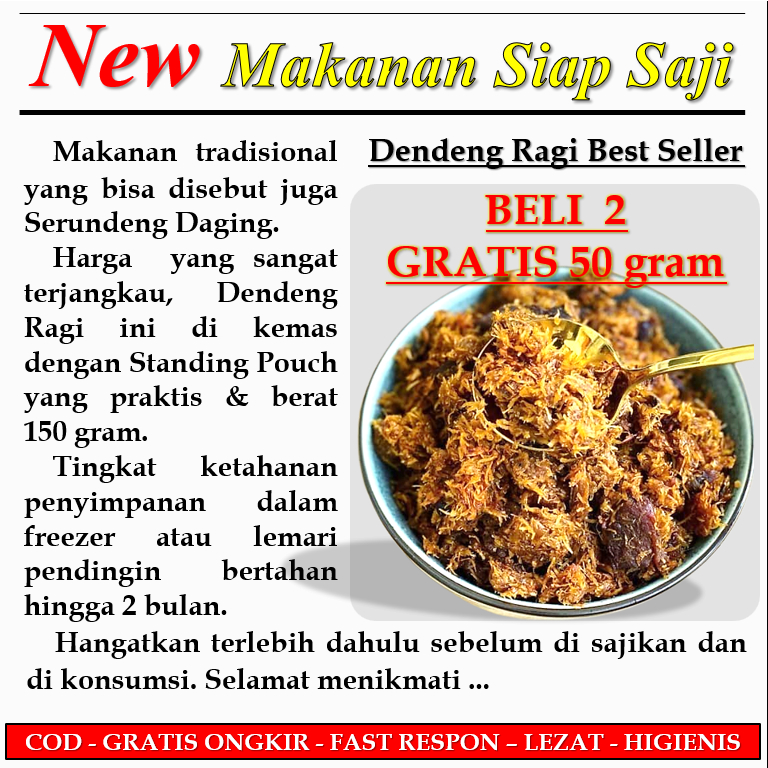 

Dendeng Ragi / Serundeng Daging Sapi Kemasan Standing Pouch Ziplock