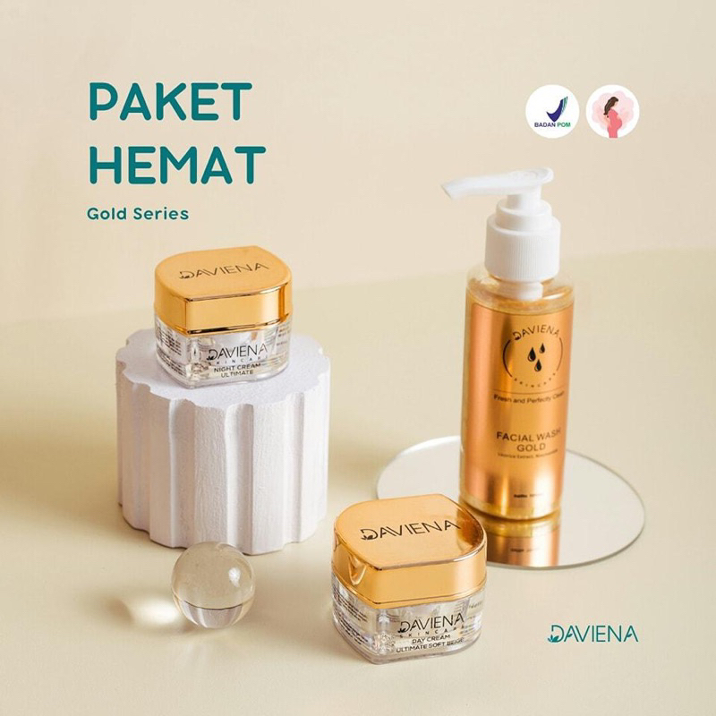 Daviena Skincare Paket Hemat Gold Series original asli OFFicial store jakarta depok
