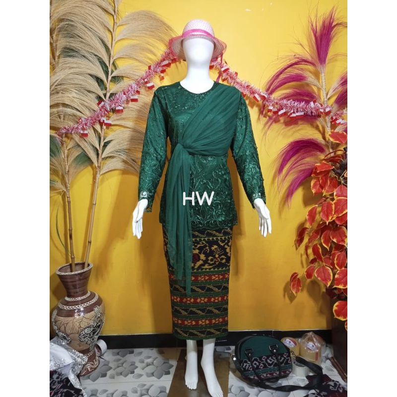 STELAN ROK BLUS BROKAT HIJAU