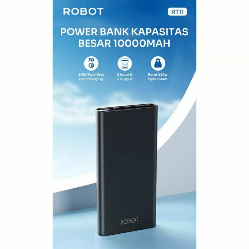 Powerbank 10000MAH Robot RT11 Black