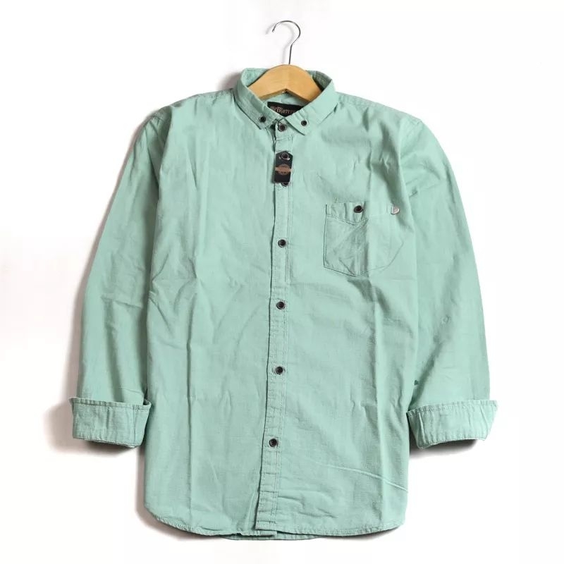 Lnstyle Kemeja Pria Basic Polos Panjang Sage Green Army Cream 1568D Hem Pria Polos Hight Quality