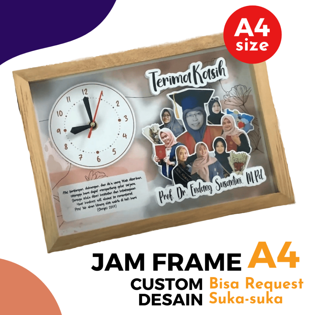 Jam Frame A4 Kado Hadiah Dosen Pembimbing Skripsi Tugas Akhir Kuliah