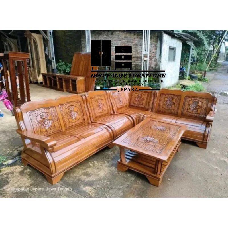 Kursi Tamu Sudut Model Gajah Kayu Jati, Kursi Tamu Sudut Minimalis Model Gajah