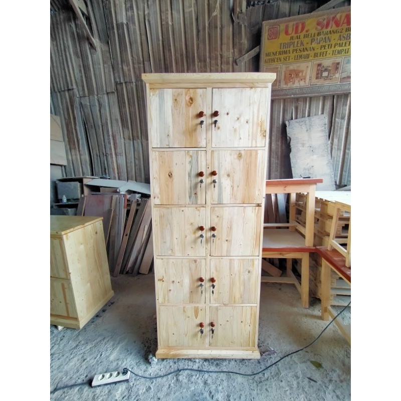 Lemari Loker 10 pintu kayu jati belanda