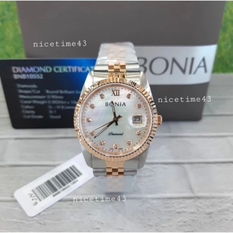 jam tangan pria original BONIA BNB10552-1653 DIAMOND SILVER ROSEGOLD