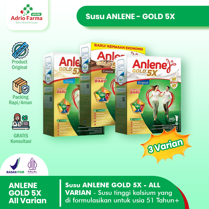 

Susu ANLENE GOLD 5X - Rasa VANILA COKELAT ORIGINAL - Kemasan 170 240 Gram - Susu Kesehatan Tulang