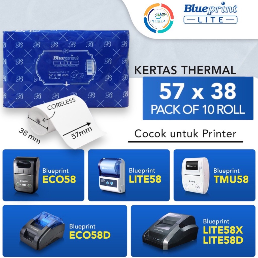 

Blueprint Kertas Thermal / Struk 57 x 38 mm (@10 Roll)