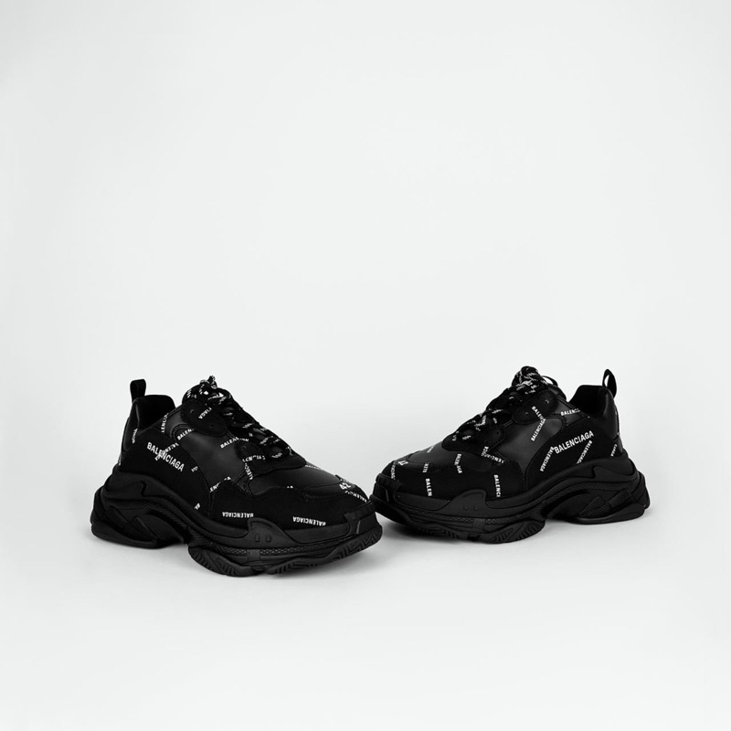 Balenciaga Triple S All Over Logo Black Shoes