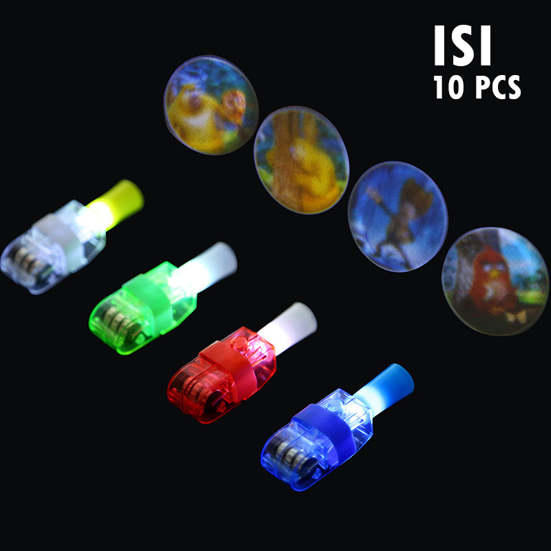 10 PCS Senter jari Warna Warni Finger Flashlights LED / Mainan Anak LED Kartun