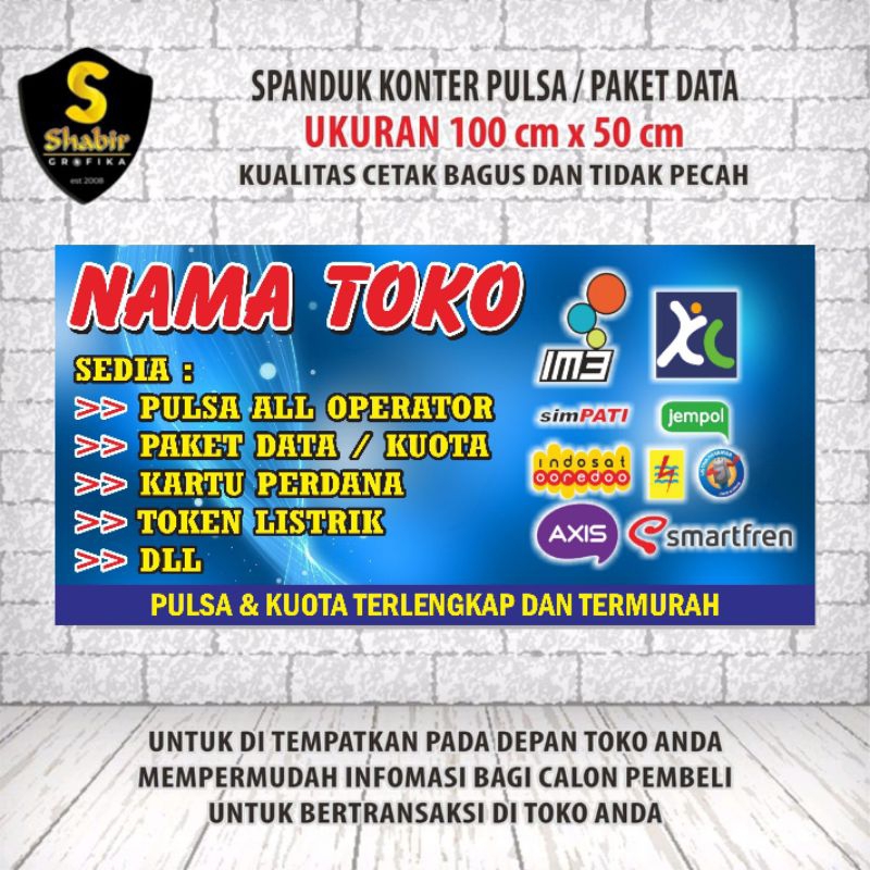 COD SPANDUK KONTER PULSA 100 cm x 50 cm