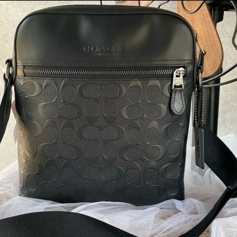 Tas Coach 4009 Authentic Original Houston Flight Bag Embossed Signature Black Minus Hang Tag i