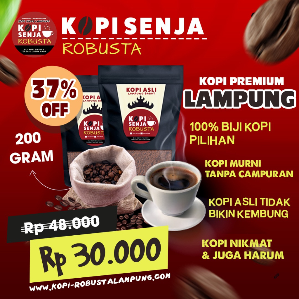 

Kopi Lampung Robusta Kopi Premium Grade 1 Ukuran 200 Gram