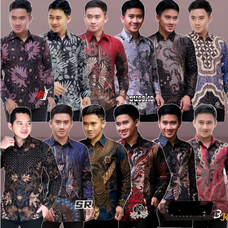 kemeja batik spesial navy batik pria lengan panjang premium
