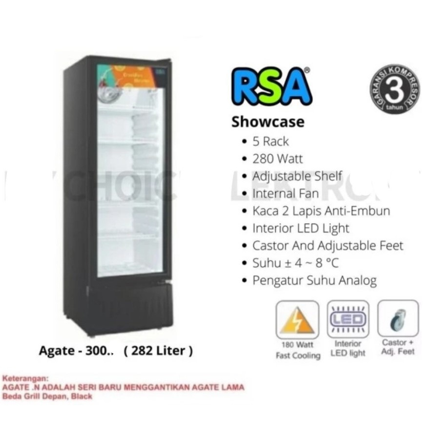 RSA Showcase Display Cooler AGATE-300N / AGATE300 / AGATE 300