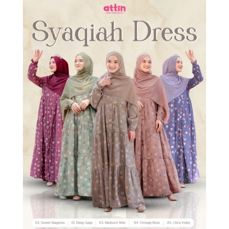 SYAQIAH DRESS by ATTIN || DRESS BAHAN PEARL SKIN || GAMIS MOTIF BUNGA PREMIUM