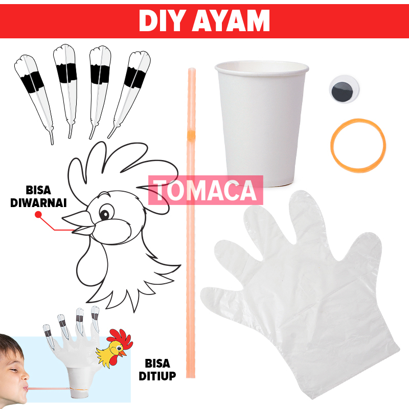 Menggunting Mewarnai Kerajinan Tangan Diy Ayam Prakarya Gelas Kertas Sd Tk Paud Mainan Edukasi Anak