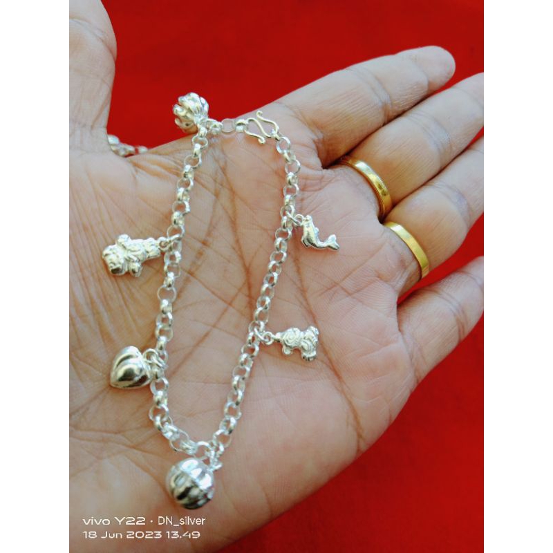 gelang kaki bayi perak murni