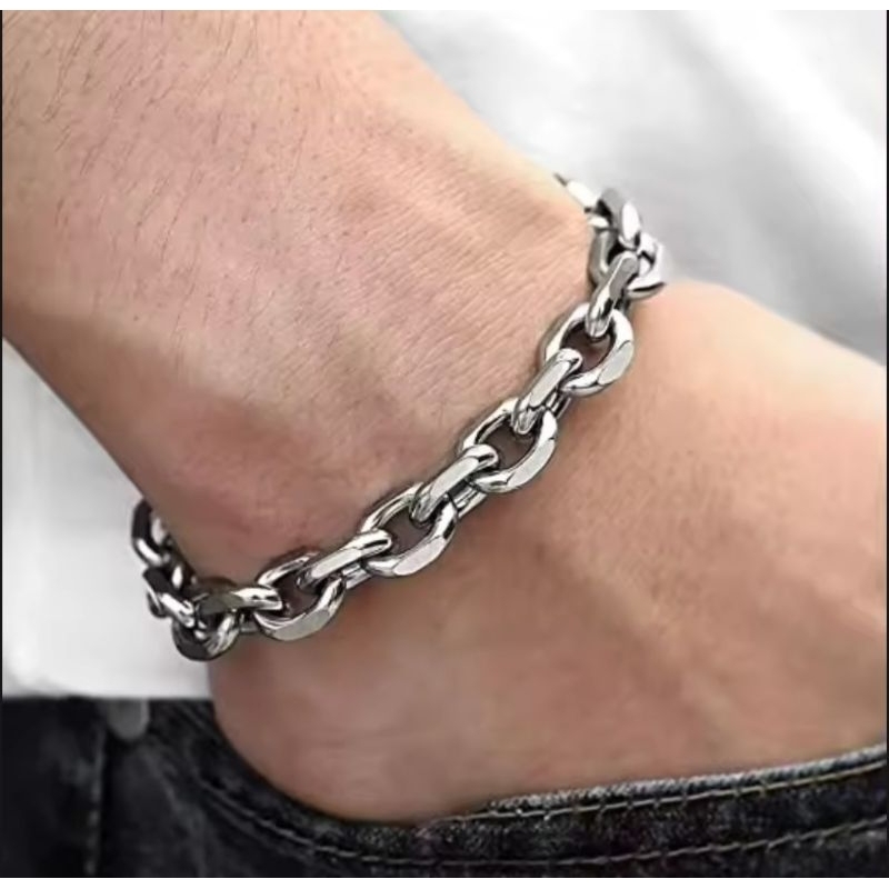 Buat Gaya - Gelang Pria Keren - Gelang Pria Titanium - Gelang Pria Rantai Besat - Gelang AntiKarat -