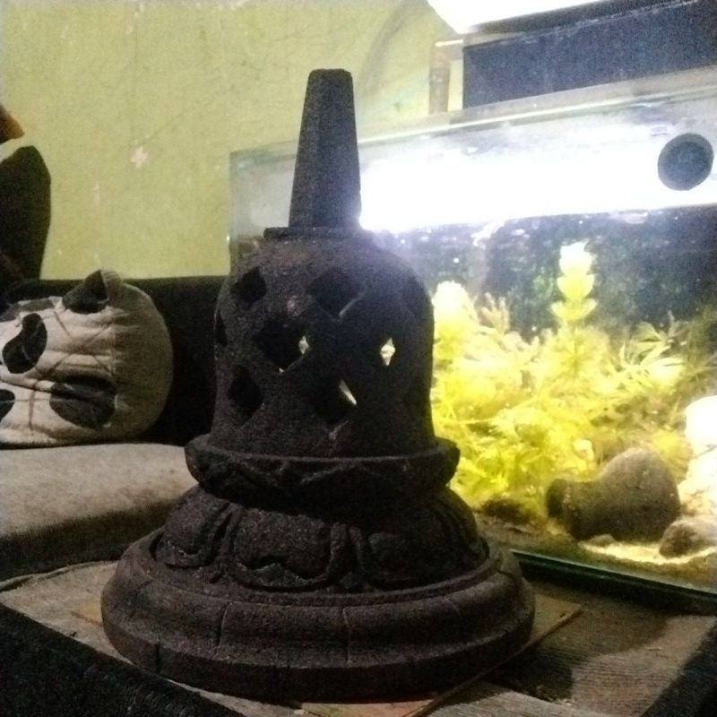 STUPA CANDI BOROBUDUR 30CM X 25CM BAHAN BATU CANDI 100% ASLI