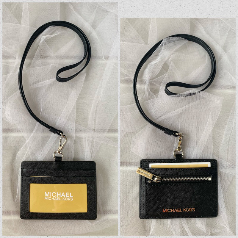 

lanyard original leather black id card