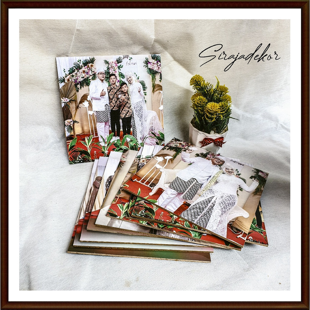 cetak foto bingkai 20x20 papan mdf 3mm, cetak foto tempel dinding