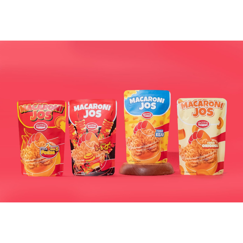 

MACJOS Macaroni Joss bermacam varian rasa Pedas, BBQ, Keju, Original, Cumi, Jagung, Tomyam (100g)