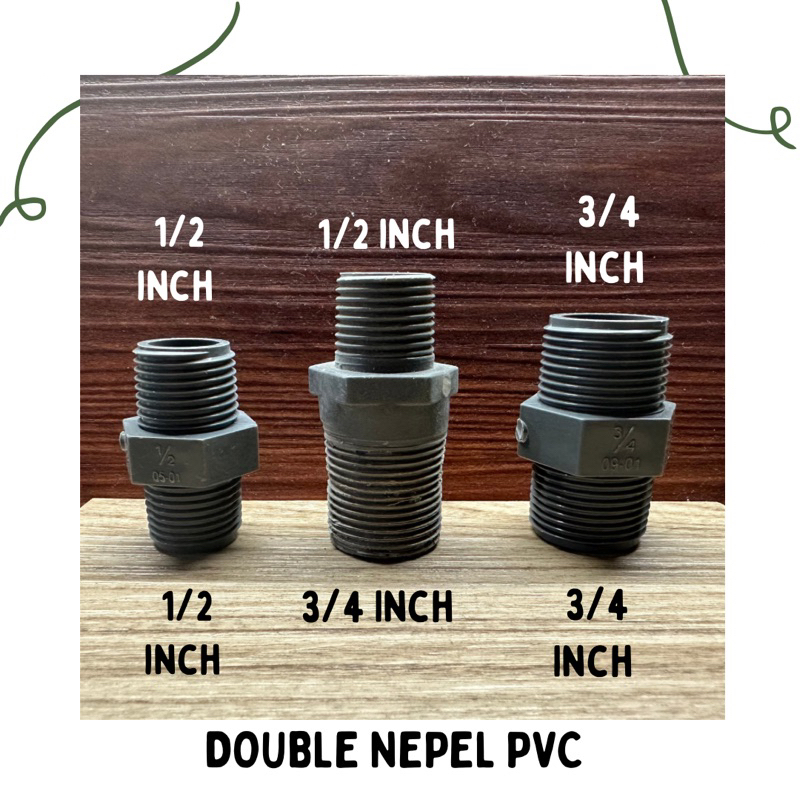 Double Nepel 1/2 ; 3/4 ; 1/2x3/4 PVC