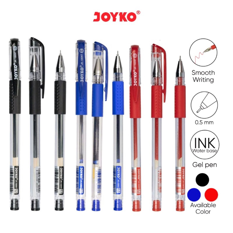 

(1Dus) Gel Pen Joyko JK-100NT 0.5mm Smooth Writing Lembut Ditulis Pulpen Pena Jel Ball Point Bolpen 12pcs ( 0.5 mm 1 Dus Box 12 pcs )