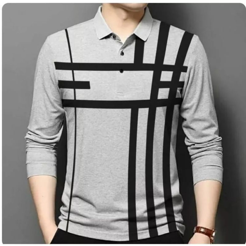 KAOS PRIA LENGAN PANJANG S M L JUMBO / KAOS KERAH / FASHION PRIA DISTRO MYR SAGA