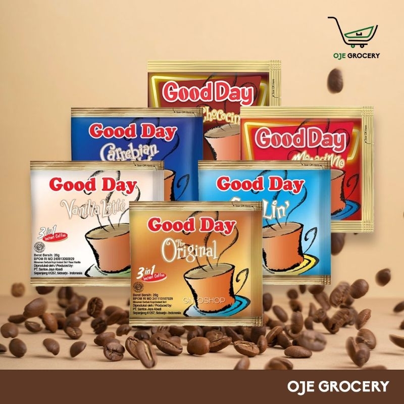 

GOOD DAY COFFEE (10 SACHET) - KOPI INSTAN 3 IN 1 SEMUA RASA | ALL VARIANT | CARREBIAN NUT - CHOCOCINNO - COOLIN - MOCACHINNO - VANILLA LATTE