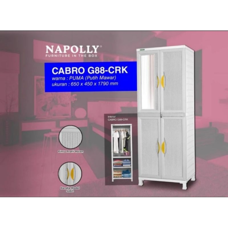 Lemari plastik Napolly 2p Cabro G88 CRK putih