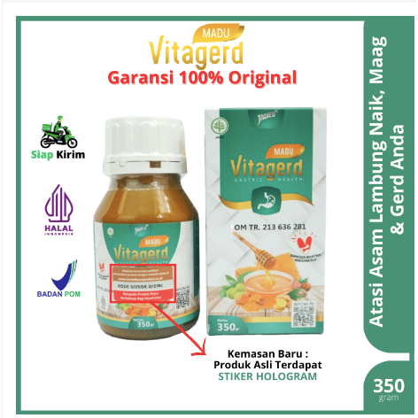 Madu VITAGERD Herbal GERD dan Asam Lambung Original Asli Ori dengan Gejala Susah Tidur Sakit Kepala 