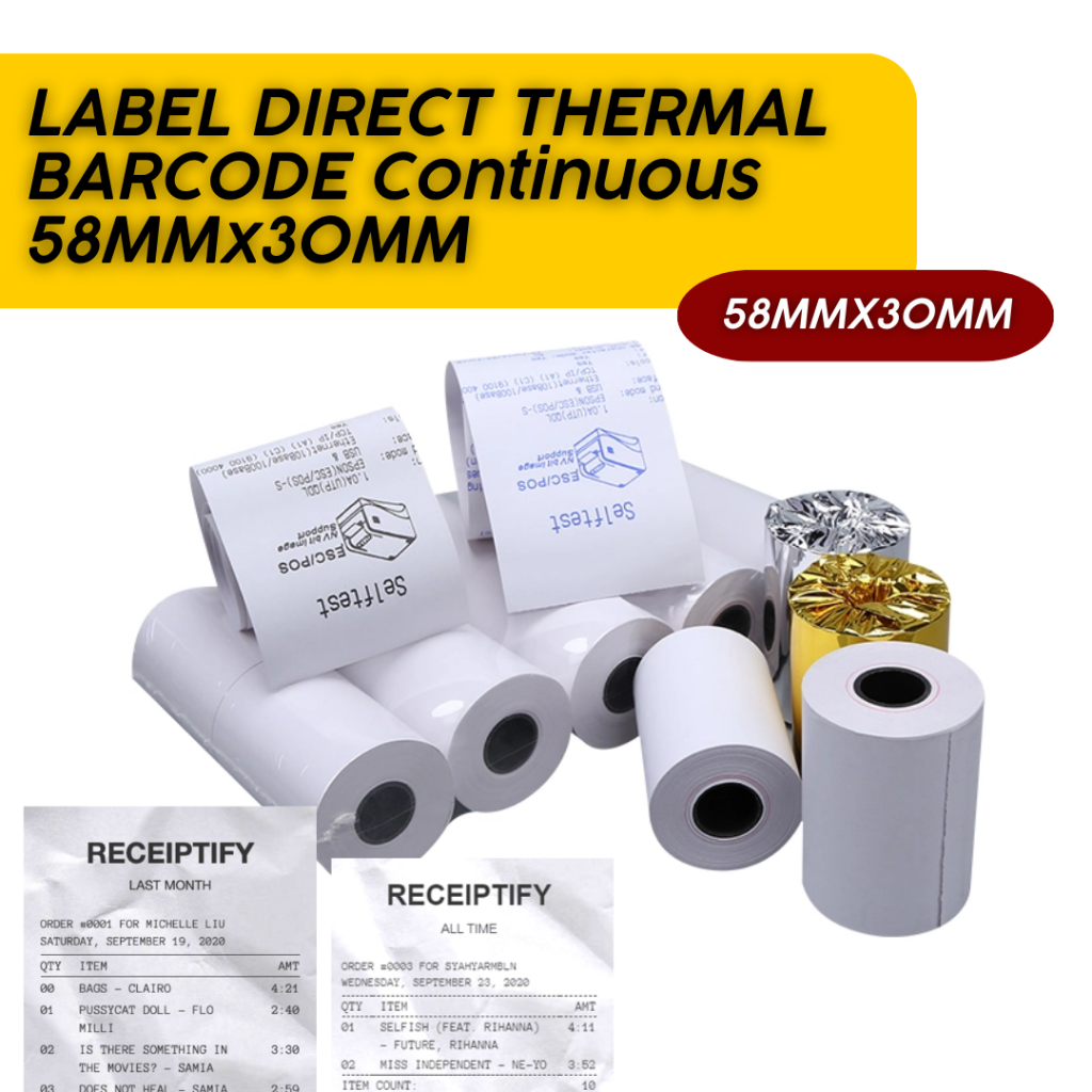 

[TERMURAH] Kertas Thermal 58x30mm [1Pack/10Roll]