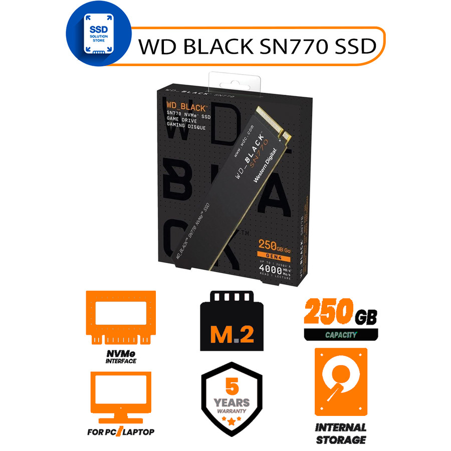 WD SSD BLACK SN770 250GB - SSD Western Digital M.2 2280 Pcie Gen3 Nvme