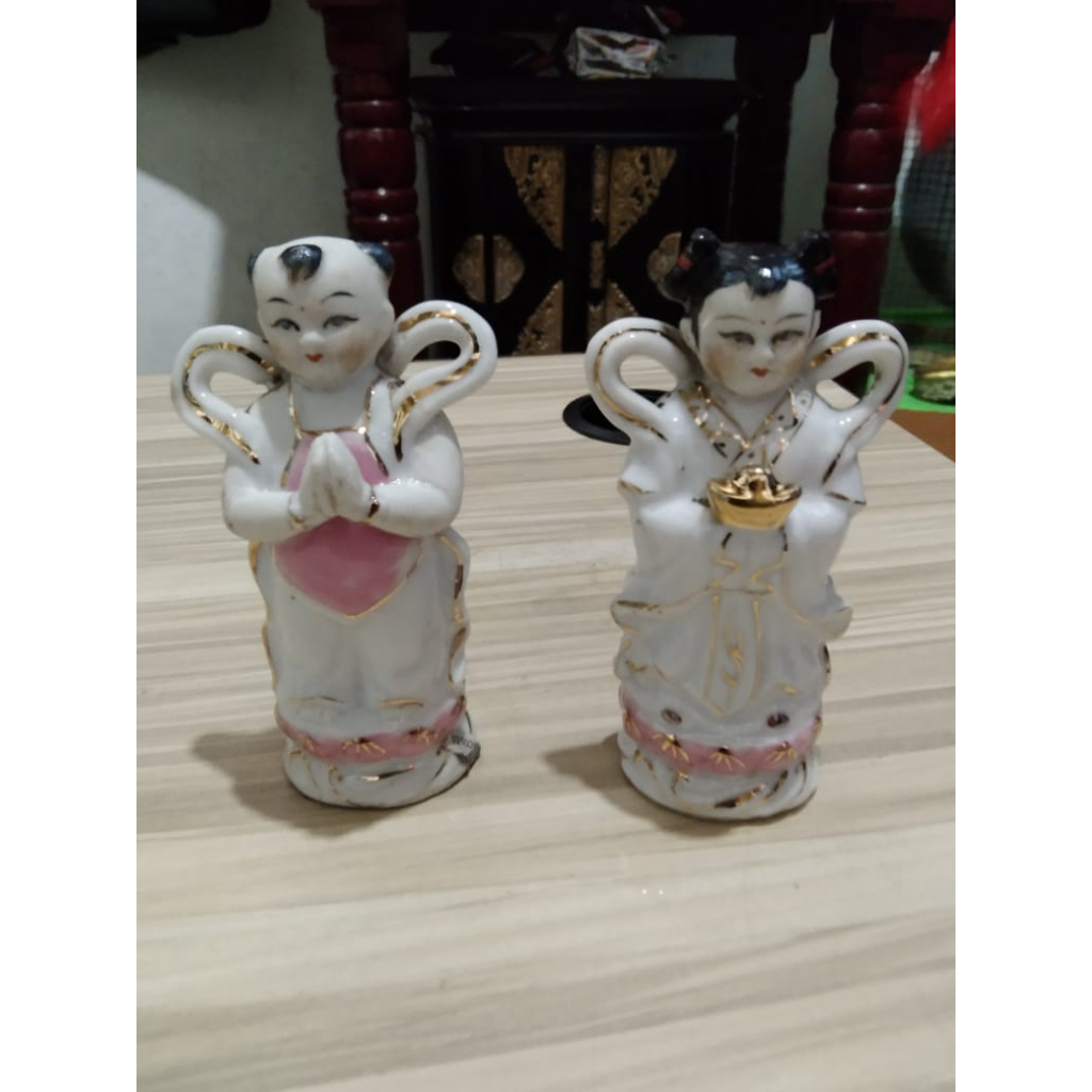 Patung Pendamping Dewi Kwan Im Keramik Kuno Jadul Antik