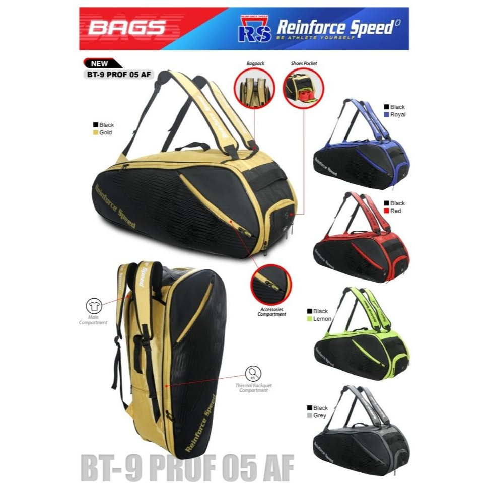 Tas Raket Badminton - Tas Rs Bt 9 Prof 05 Af  Rs Original