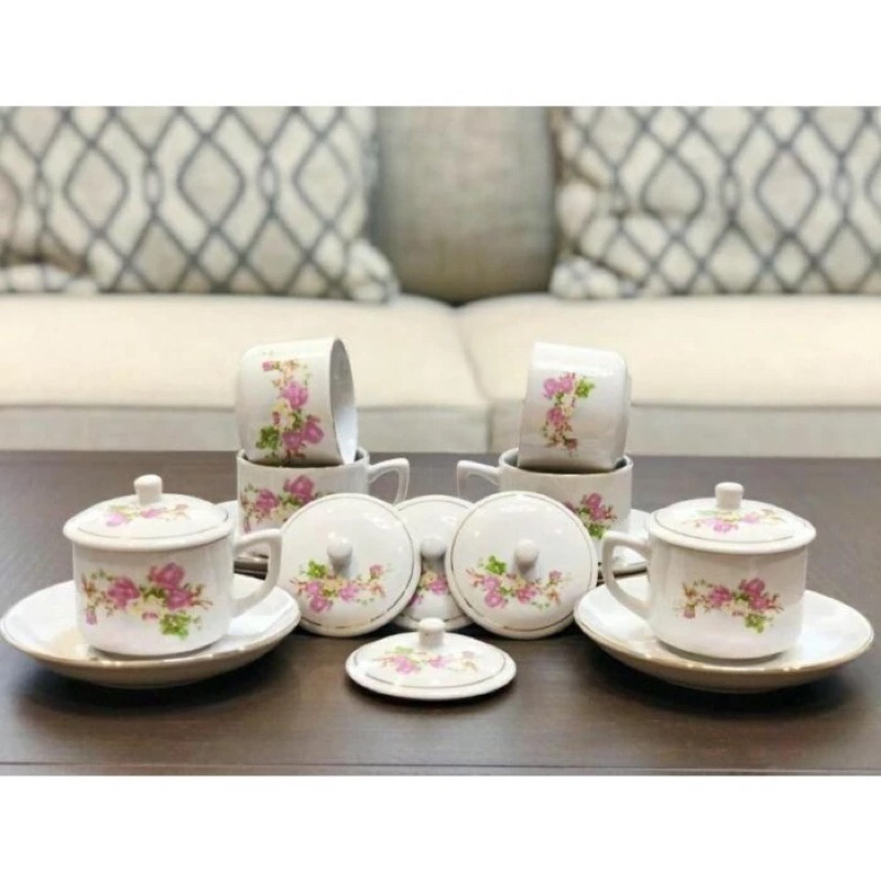 Cangkir Lepek Tutup Vintage Goldenline (18Pc)