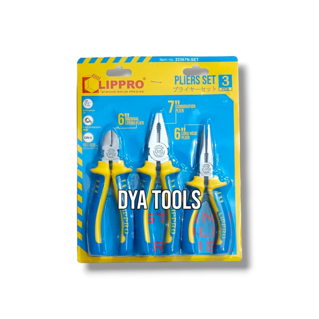 PAKET 3 SET LIPPRO TANG POTONG TANG LANCIP TANG KOMBINASI PLIERS