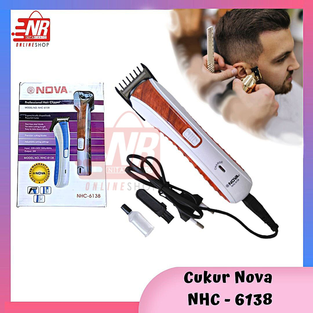 Alat Cukur Nova NHC-6138 / Cukur Rambut Cas-casan / Cukur Rambut Rechargeable