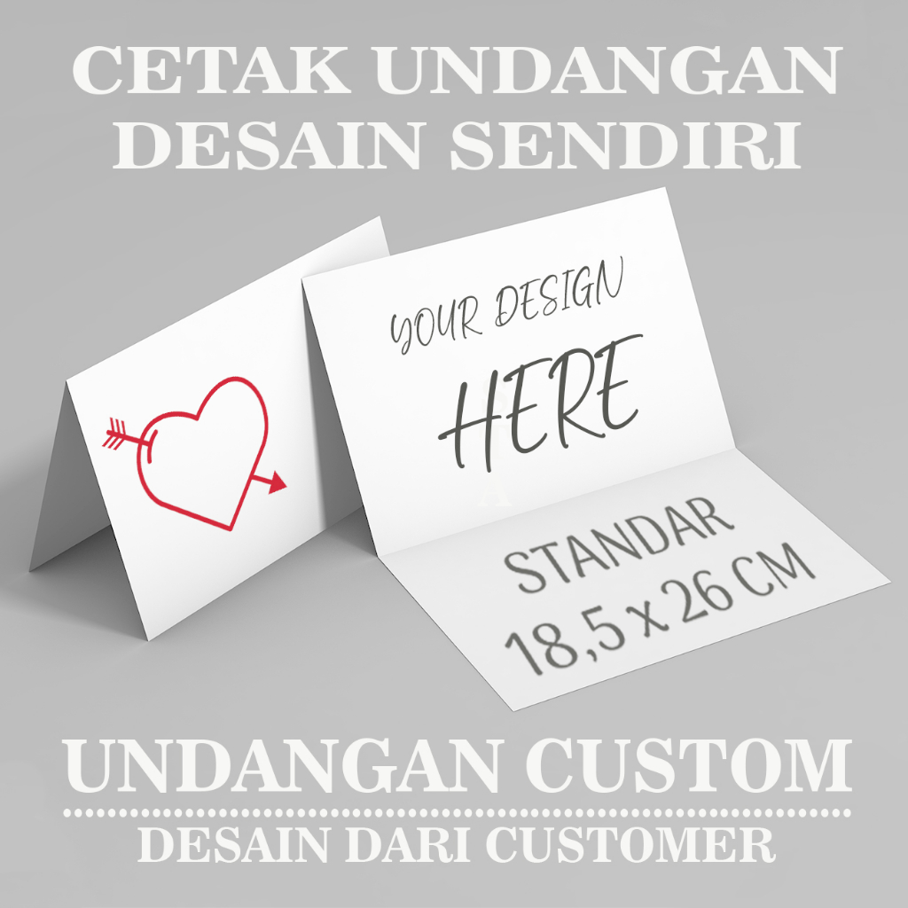 Ukuran Standar, Tebal 250 GSM, Lipat 2 atau 3 - Cetak Undangan Custom Desain Sendiri Atau Dari Custo