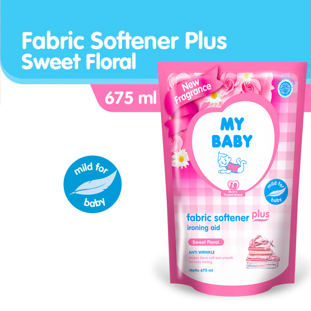 	 MY BABY Fabric Plus Ironing Aid Sweet Floral Softener Refill 675 ml - Isi Ulang Pelembut Pewangi Pakaian Bayi dengan Wangi Bunga - Exp : 10.2025	