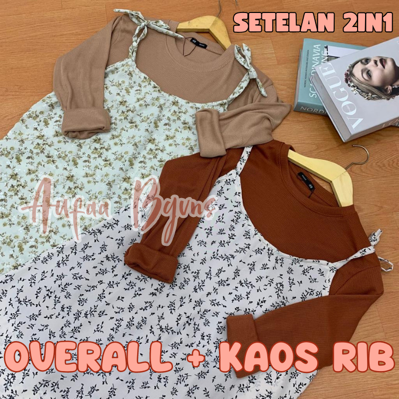 SETELAN ONESET OVERALL + KAOS RIB PREMIUM / PAKET HEMAT SETELAN OVERALL