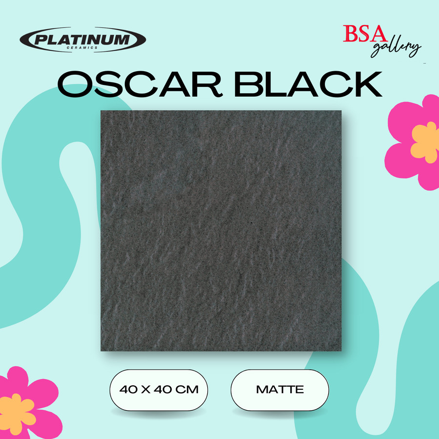 KERAMIK LANTAI PLATINUM OSCAR BLACK 40X40 / KERAMIK KAMAR MANDI MATTE