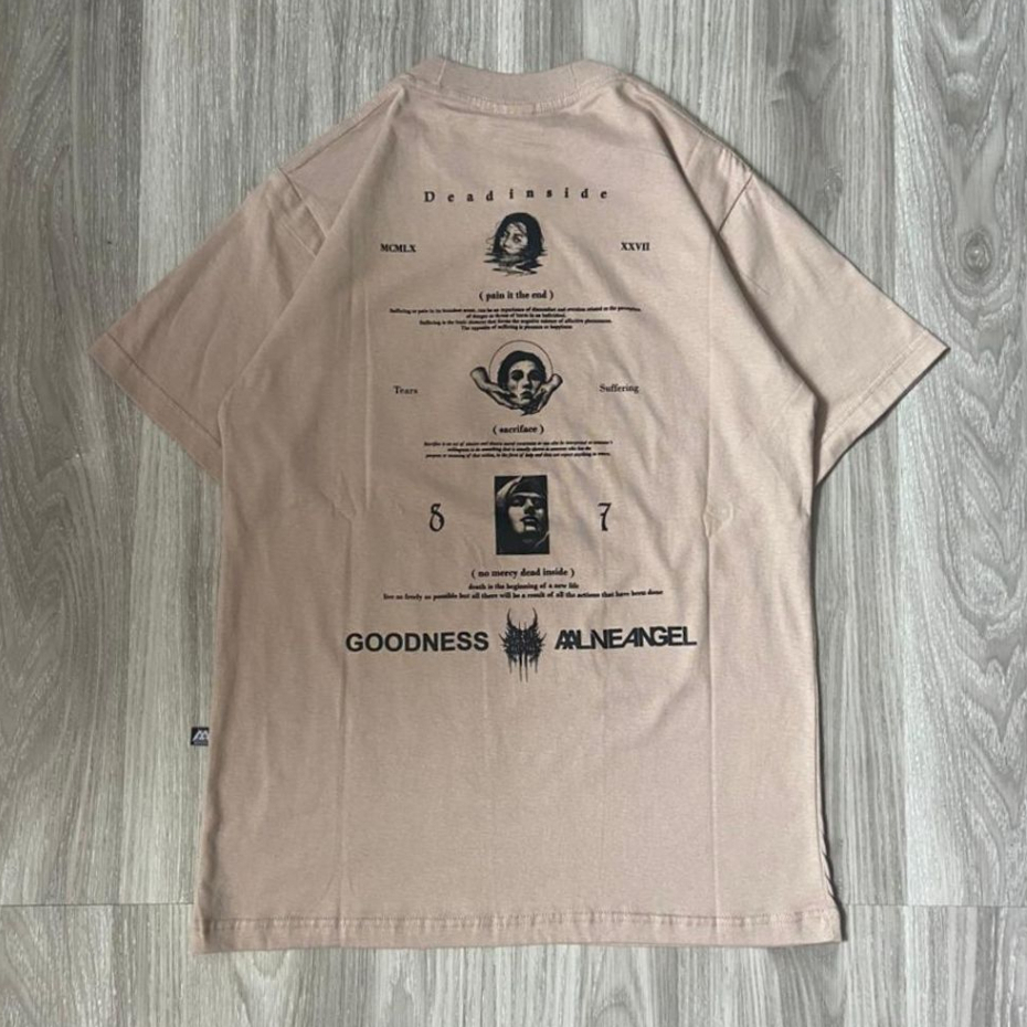 T-shirt kaos Distro Pria Warna Khaki Streetwear / Dead Inside / Original / Alive angel / Vibes / Tra
