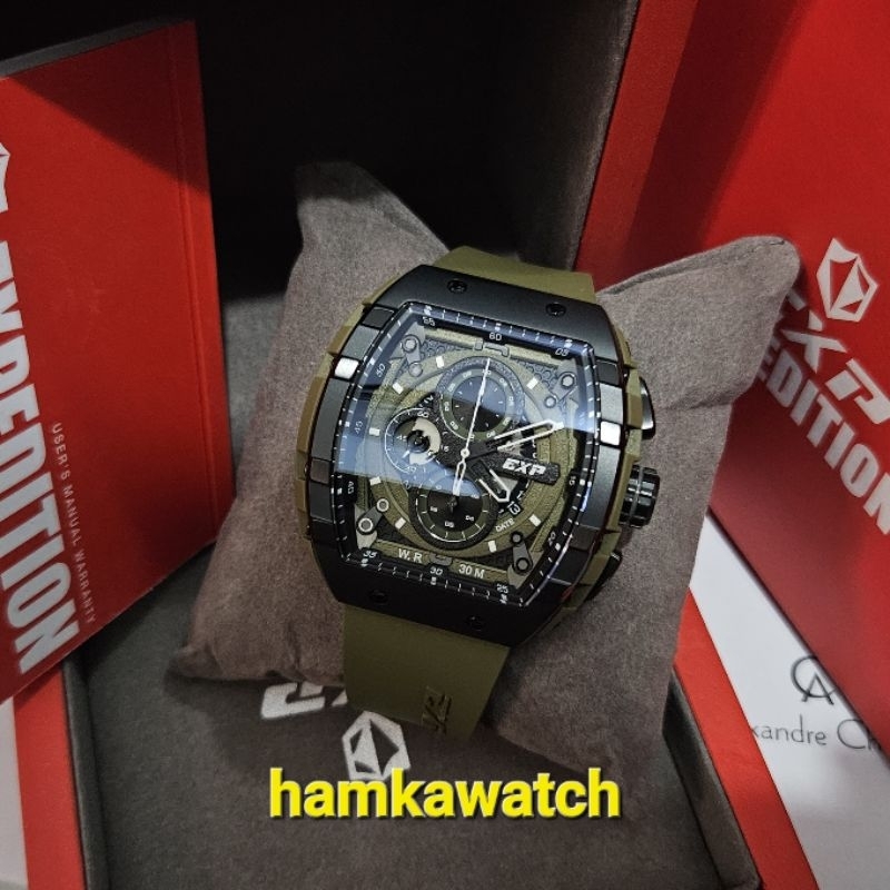 jam tangan pria expedition exp 6782 original black green
