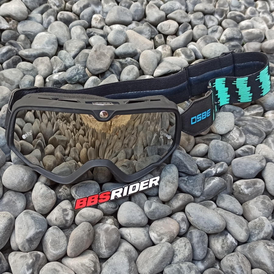Kacamata Goggle cross trail Osbe Barstow Hitam full set
