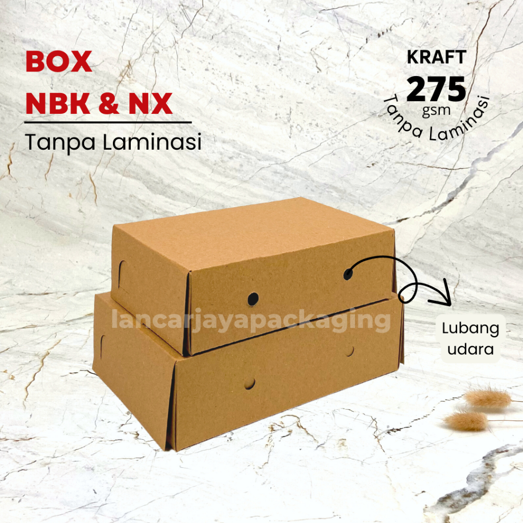 Dus NBK NX Kotak Nasi Kemasan Kue Snack Kraft 19.5x12.5x6 / 22x14x6.5 cm